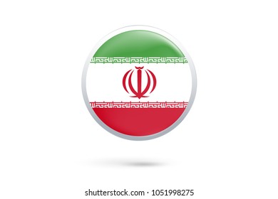 Icon representing button flag of Iran on white background,vector illustration