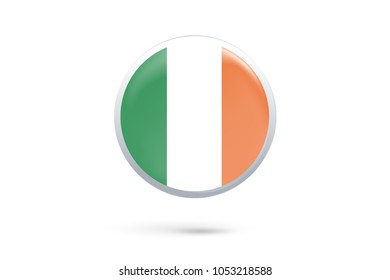 Icon representing button flag of Ireland on white background,Vector illustration