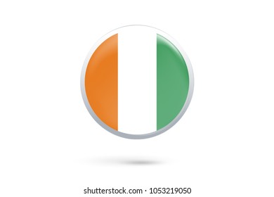 Icon representing button flag of Ivory Coast on white background,Vector illustration