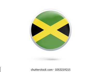 Icon representing button flag of Jamaica on white background,Vector illustration