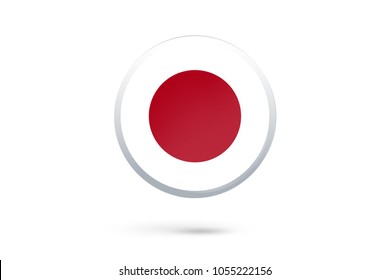 Icon representing button flag of Japan on white background,Vector illustration