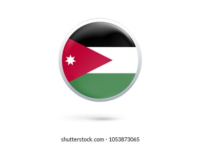 Icon representing button flag of Jordan on white background,Vector illustration