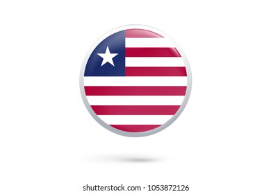 Icon representing button flag of Liberia on white background,Vector illustration