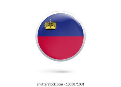 Icon representing button flag of Liechtenstein on white background,Vector illustration