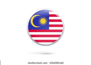 Icon representing button flag of Malaysia on white background,Vector illustration