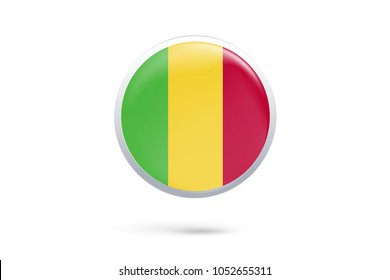 Icon representing button flag of Mali on white background,Vector illustration