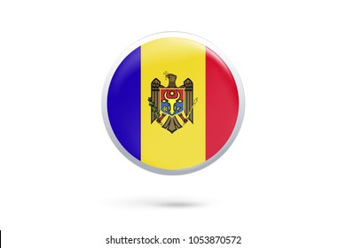 Icon representing button flag of Moldova on white background,Vector illustration