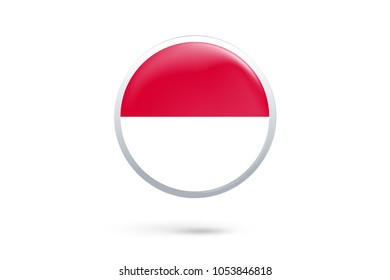 Icon representing button flag of Monaco on white background,Vector illustration