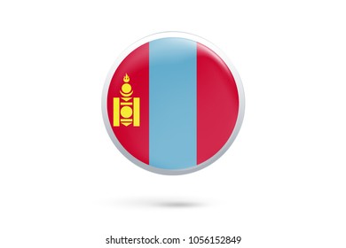 Icon representing button flag of Mongolia on white background,Vector illustration