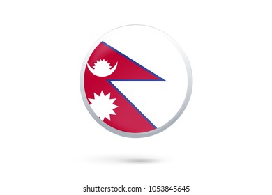 Icon representing button flag of Nepal on white background,Vector illustration