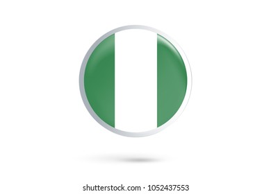 Icon representing button flag of Nigeria on white background,Vector illustration