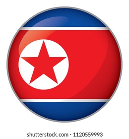 Icon representing button flag of North Korea. Ideal for catalogs of institutional materials and geography