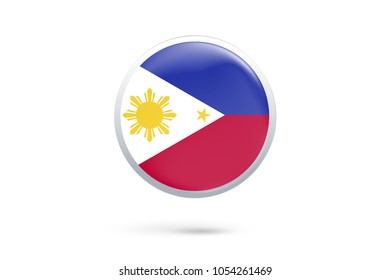 Icon representing button flag of Philippines on white background,Vector illustration
