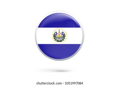 Icon representing button flag of Salvador on white background,vector illustration