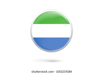 Icon representing button flag of Sierra Leone on white background,Vector illustration