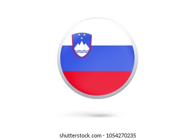 Icon representing button flag of Slovenia on white background,Vector illustration
