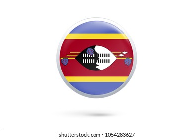 Icon representing button flag of Swaziland on white background,Vector illustration