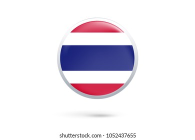 Icon representing button flag of Thailand on white background,Vector illustration