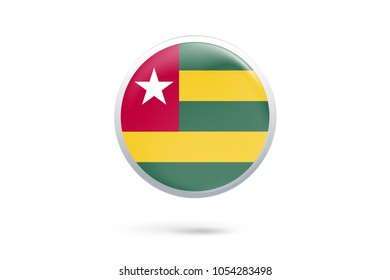 Icon representing button flag of Togo on white background,Vector illustration
