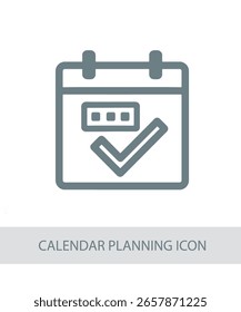 Um ícone que representa o ícone de planejamento do calendário, útil para habilidades de vida e visuais de desenvolvimento pessoal.