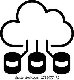An icon representing cloud storage, illustrating data storage and management in cloud computing environments, suitable for technology, data, and network applications.