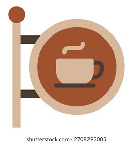 Icono que representa una taza de café, ideal para cafeterías, menús de desayuno o café de marca en medios digitales e impresos.