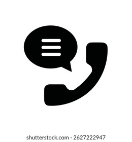 Icon representing communication through phone call and messaging in a minimalist design
