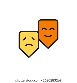 Icon Representing Contrasting Emotions of Happiness and Sadness for Mental Health Awareness and Well-Being