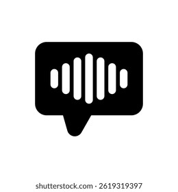 An icon representing conversation and audio feedback, ideal for communication and technology-related applications.