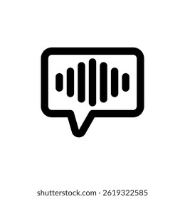 An icon representing conversation and audio feedback, ideal for communication and technology-related applications.