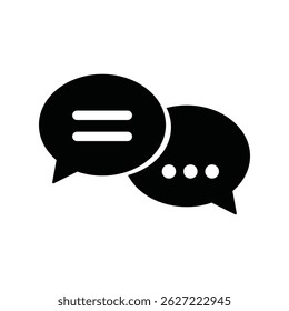 Ícone que representa bolhas de conversação com sinais de igual e elipses que indicam contexto de caixa de diálogo ou de mensagem