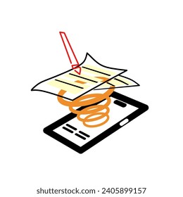 Icon representing the conversion of a physical document into a digital format. Relevant regarding digitalization, document management and technology.
