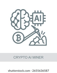 Un icono que representa a un minero de criptomonedas, utilizado en diseños de interfaz de IA, tecnología o futuristas.
