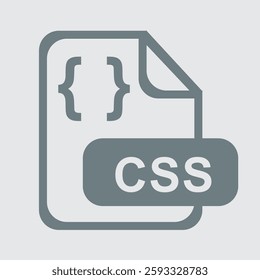 Icon representing CSS file format, web design, styling, and formatting.