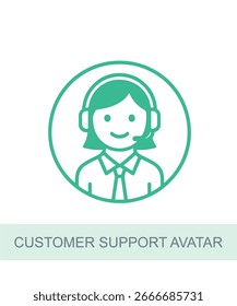 An icon representing customer support avatar, designed for use in AI and technology-related visuals.