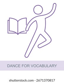 Un icono que representa la danza para el vocabulario, diseñado para su uso en IA y visuales relacionados con la tecnología.