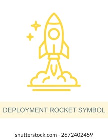Un icono que representa el símbolo del cohete de despliegue, diseñado para su uso en IA y en imágenes relacionadas con la tecnología.
