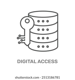 Icon representing digital access to secured data storage, emphasizing on both access and protection
