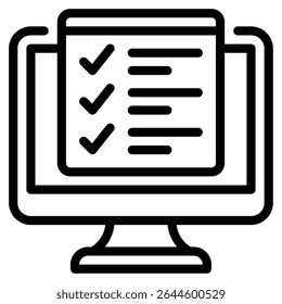 Icon representing a digital checklist, ideal for productivity, task management, and project tracking in software interfaces.