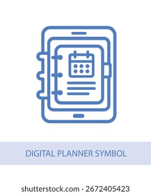 Un icono que representa el símbolo del planificador digital, diseñado para mejorar la vida y las imágenes temáticas de habilidades suaves.