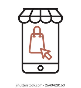 An icon representing e commerce in financial strategy context.