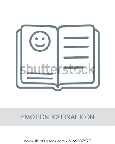 An icon representing emotion journal icon, useful for personal growth and soft skill development visuals.