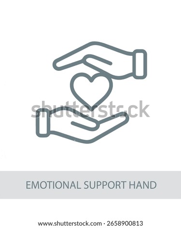 An icon representing emotional support hand, useful for personal growth and soft skill development visuals.