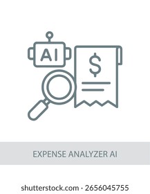 An icon representing expense analyzer ai, used in AI, tech, or futuristic interface designs.