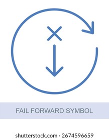Um ícone que representa um símbolo de avanço de falha, projetado para uso em IA e recursos visuais relacionados à tecnologia.