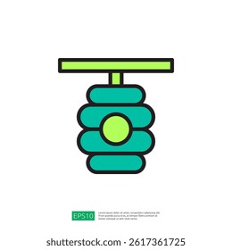 Icon Representing Farming Techniques with Green and Teal Colors and Symbolizing Sustainable Agriculture Practices