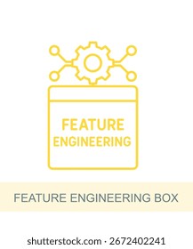 An icon representing feature engineering box, designed for use in AI and technology-related visuals.