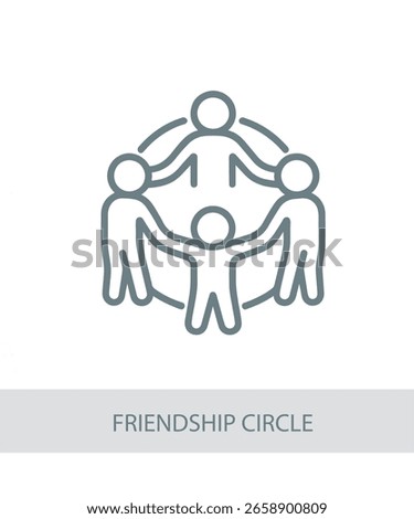 An icon representing friendship circle, useful for personal growth and soft skill development visuals.