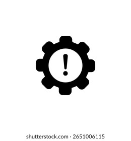 Icon representing a gear with an exclamation mark, highlighting settings or a system warning notice.