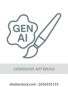 Un icono que representa el pincel de arte generativo, utilizado en AI, tecnología o diseños de interfaz futuristas.
